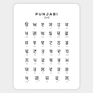 Punjabi Alphabet Chart, Panjabi Language Chart, White Magnet